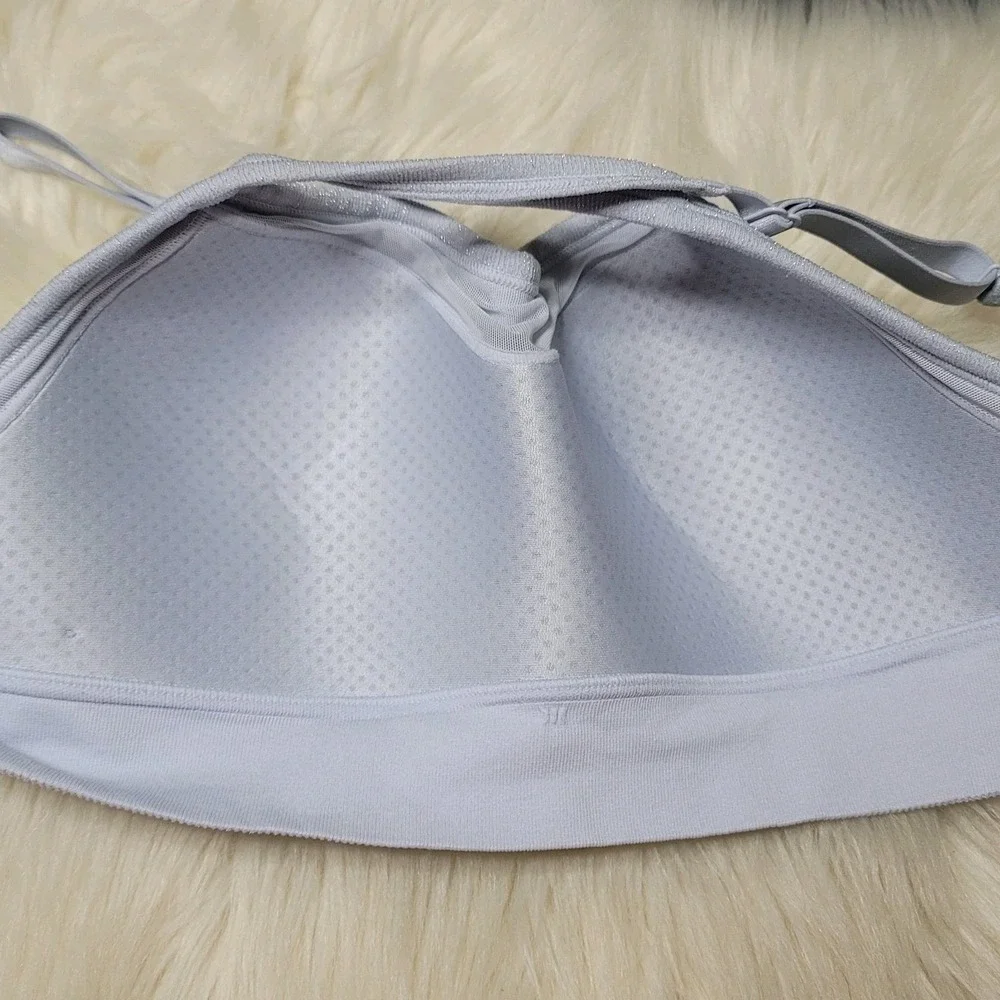 VS PINK Victoria's Secret Seamless Strappy Sports Bra M Silver Shimmer Glitter